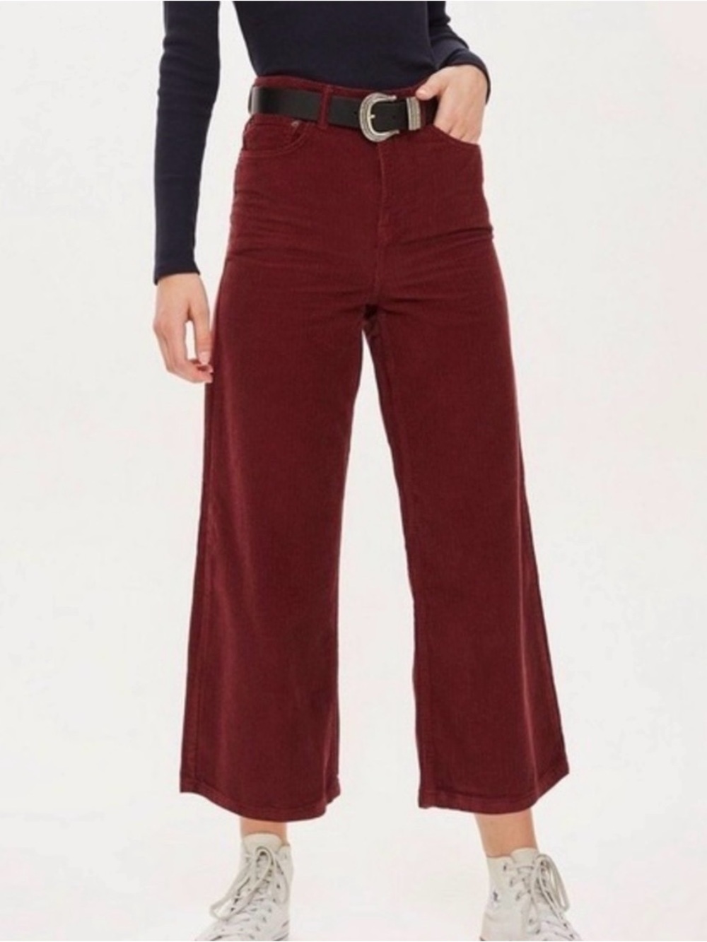 Topshop Wide Leg Corduroy Cropped Pants